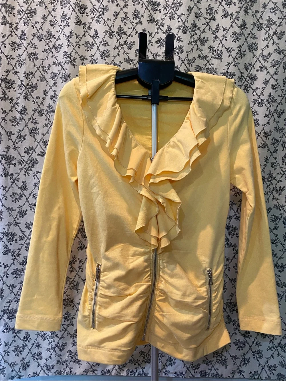 Neiman Marcus Yellow Ruffle Zip Jacket - Picture 2 of 5